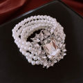 Shiny Big Square Zircon Bracelets Elegant Imitation Pearl Multi-layer Chain Bracelets Bangles for Women Party Wristbands K-.