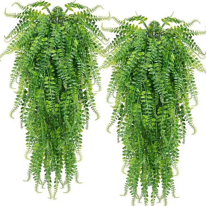 2pcs 90cm Persian Fern Leaves Vines Home Room Decor Hanging Artificial Plant Plastic Leaf Grass Wedding Party Wall Balcony Decor
