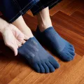 New Man Slipper Toe Socks Mesh Hollow No Show Ankle Short Socks Sports Sweat-Absorbing Cotton Breathable Five Finger Boat Sock. 
