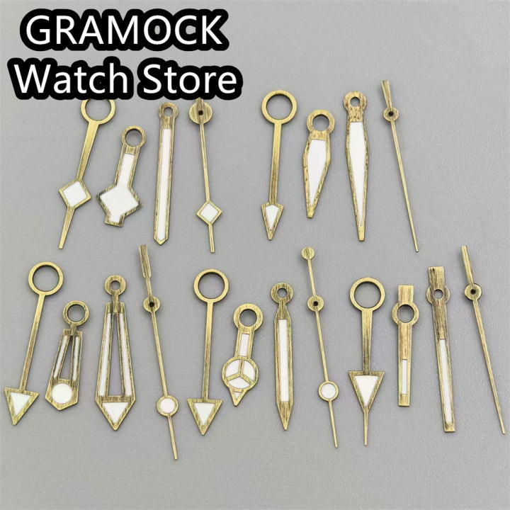 GRAMOCK Watch Hands Vintage Retro Bronze Watch Hands Green Luminous for NH34 Movement GMT Needles