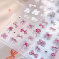1pcs 5D Relief Kawaii Lace Series Nail Art Stickers Pink Bow Heart Nail Decoration Decals Self-Adhesive Manicure Accessories DIY. 