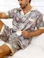 2026 High Quality Vintage Style Luxury Pajama Set for Men Spring Satin Long-sleeved Sleepwear Pajamas Pyjama Pijamas for Men Pjs. 