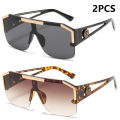 2PCS New Lion Head Integrated Sunglasses Trendy Large Frame Sunglasses Female Personalized Hollow Leg Sunglasses 6922.