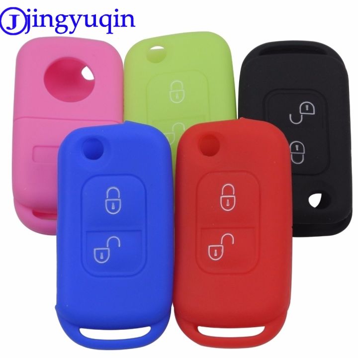 jingyuqin Silicone Key Fob Case Cover For Mercedes Benz E113 A C E S W168 W202 W203 Two 2 Buttons Flip Folding Car Accessories