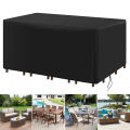 Heavy Duty Waterproof Patio Furniture Cover Rectangular Garden Rain And Snowproof Outdoor Sofa Table And Chair Windproof Cover. 