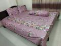luxury panel cotton double size twill panel bed sheet size (7×8) feet King size with two pillow cover. 