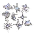9pcs New Star Moon Enamel Charms Blue Fashion Y2K Style Pendants For Making DIY Handmade Findings Accessories Necklace Jewelry.
