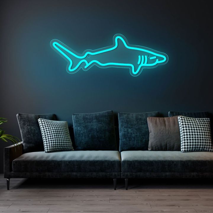 Led Design Shark Shark Design LED Neon Light Sign USB Powered for Home Bedroom Aquarium ...