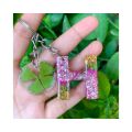 Girls Handbag Glitter Gradient Resin Alphabet Keychain Charms. 
