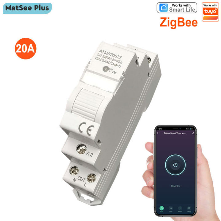 Smart Life ZigBee Switch Timer 20A Relay App Monitor Energy and Remote Control ON OFF AC100-240V Supports Alexa  Home