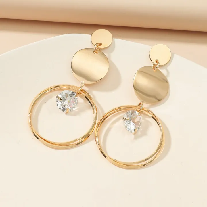 2%20pieces%20of%20gold-color%20alloy%20circular%20pendant%20earrings,%20simple%20and%20elegant,%20high-end%20women's%20fashion%20earrings,%20vacation,%20tourism%20-%20Image%202