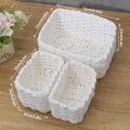 3pcs Handmade Straw Woven Soft Storage Round Paper Rope Storage Basket for Organizing Decorative Storage Bins Office Storage Box. 