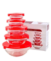 5 Pieces Glass Bowl Set / Air Tight lid / Red Cherry / 5 pcs Fresh Box set. 