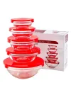 5 Pieces Glass Bowl Set / Air Tight lid / Red Cherry / 5 pcs Fresh Box set. 