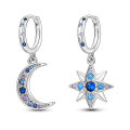 925 Sterling Silver Moon Star Earrings For Women Minimalist Cute Dangle Earrings Bohemian Daily Wear Jewelry. 