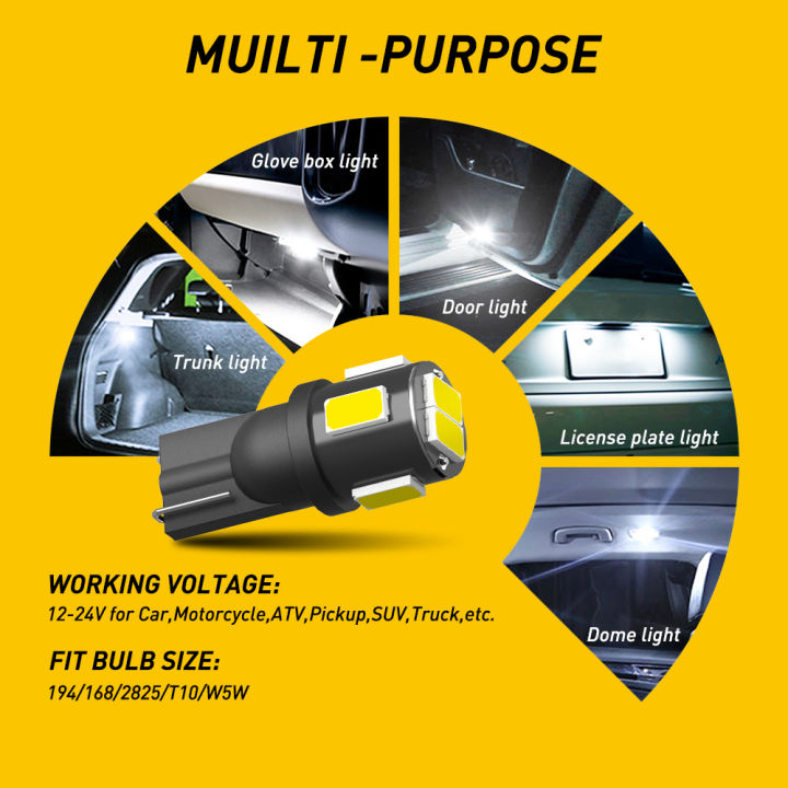 AUXITO%2010Pcs%20T10%20LED%20W5W%20194%20168%20LED%20Car%20Side%20Interior%20Lights%2012V%20Super%20Bright%20Bulb%20Auto%20White%206000K%20Parking%20Marker%20Dome%20Lamps%20-%20Image%206