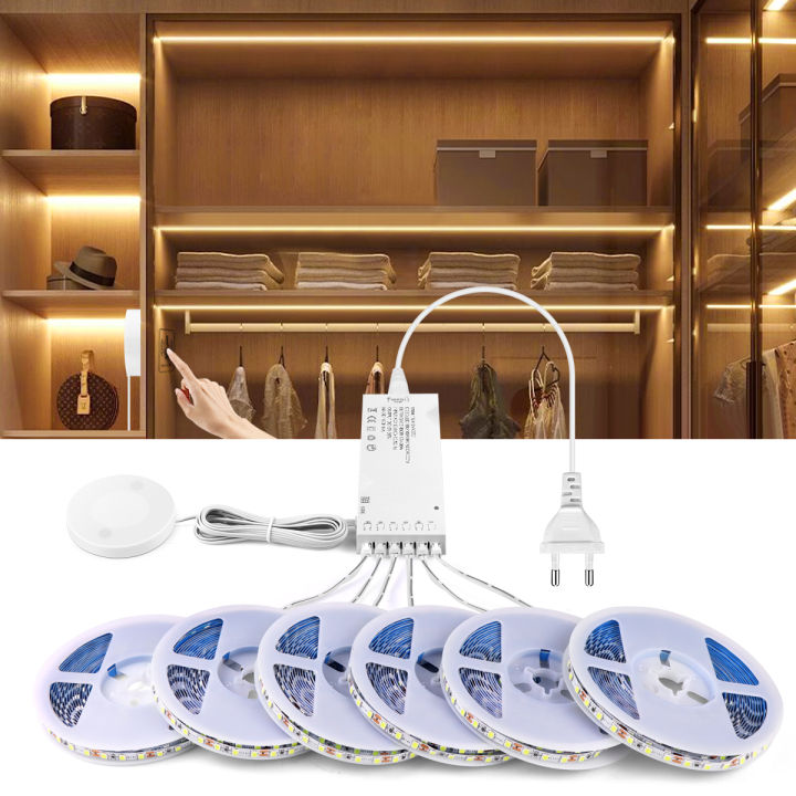 LED Under Cabinet Light Hand Scan Sensor and Touch Dimmable Swtich Lamp Tape SMD2835 120LEDs/m DIY Storage/Display Closet Light