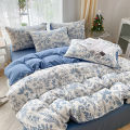 3-piece cartoon heart-shaped plant floral print set, a duvet cover and a pair of pillowcases (no padding), suitable for bedroom.