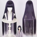 100cm Long Cosplay Anime Hyuga Hinata Straight Hair Wig Heat Resistant Full Bangs Synthetic Hair Wig. 