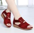 New Girls and Women Stylish Net Sandal with Artificial Leather, Available in Sizes 6-11, 4 Colors: Brown, Black, Blue, Red. 