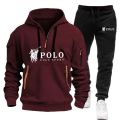 Autumn and Winter 2025 new Men's casual set, a fashionable outdoor hiking windproof and warm men's hoodie and pants 2-piece set. 