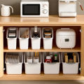 Curved Plastic Storage Bins Set - Multipurpose Home Organization Boxes for Cleaning Supplies & Household Essentials. 