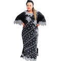 African Attire For Women Bazin Riche Embroidery Plus Size Elegant Party Church Dress.