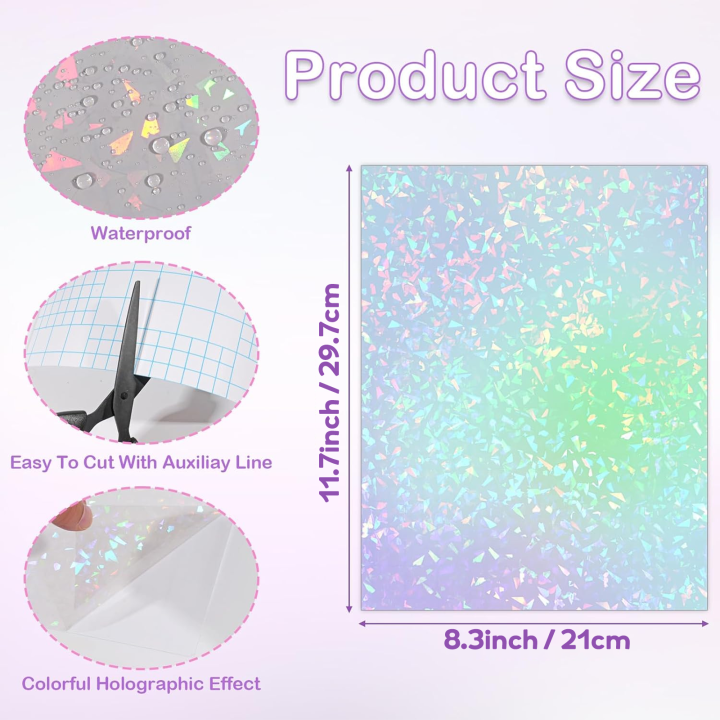 20%20Sheets%20A4%20Holographic%20Cold%20Laminating%20Film%20Clear%20Self-Adhesive%20Vinyl%20Sticker%208.3x11.7%20Inch%20Waterproof%205%20Styles%20-%20Image%203