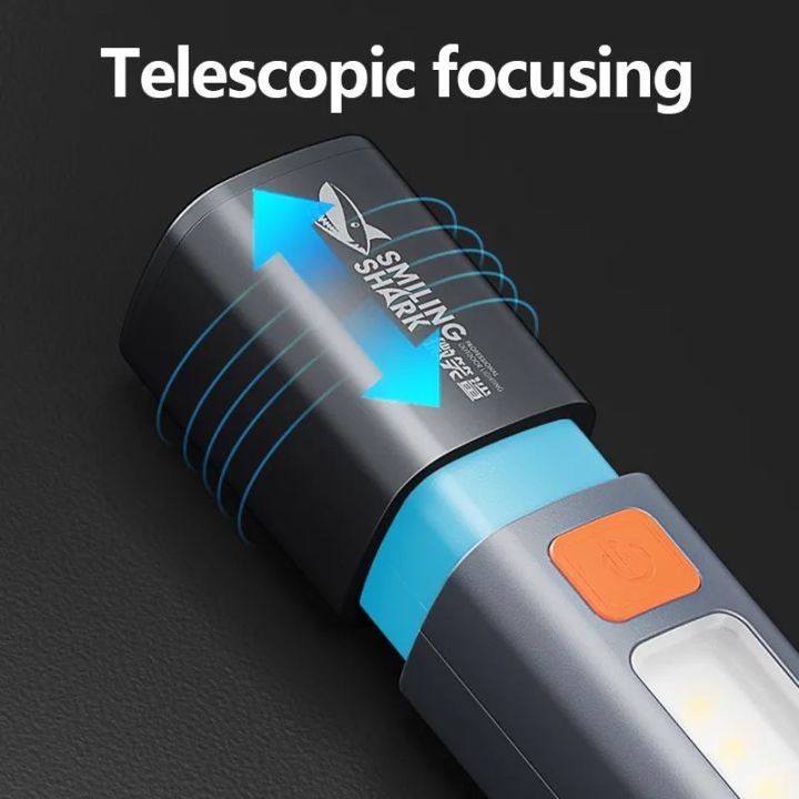 Smiling%20Shark%20SD1023%20LED%20Multifunctional%20Flashlight%20with%20Hook%20Camping%20Light%20USB%20Rechargeable%20Zoomable%20-%20Image%202