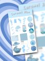 Sky Blue Journaling Sticker Sheet - Custom Journal Stickers- Uncut Stickers. 