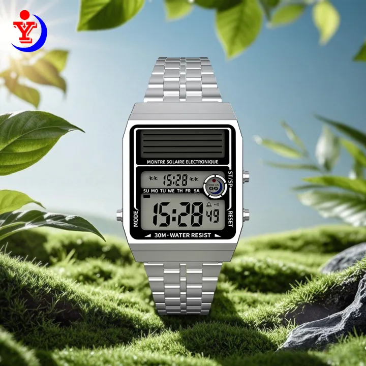 Solar Retro Fashionable Multi-function Electronic Watch, Battery Life ...