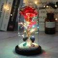LED Enchanted Galaxy Rose Eternal Beauty And The Beast Rose With Fairy Lights In Dome For Christmas Valentine's Day Gift. 