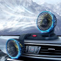 Universal Dual Head 12V Car Dashboard Cooling Fan with 360° Rotation and Two-Speed Control. 