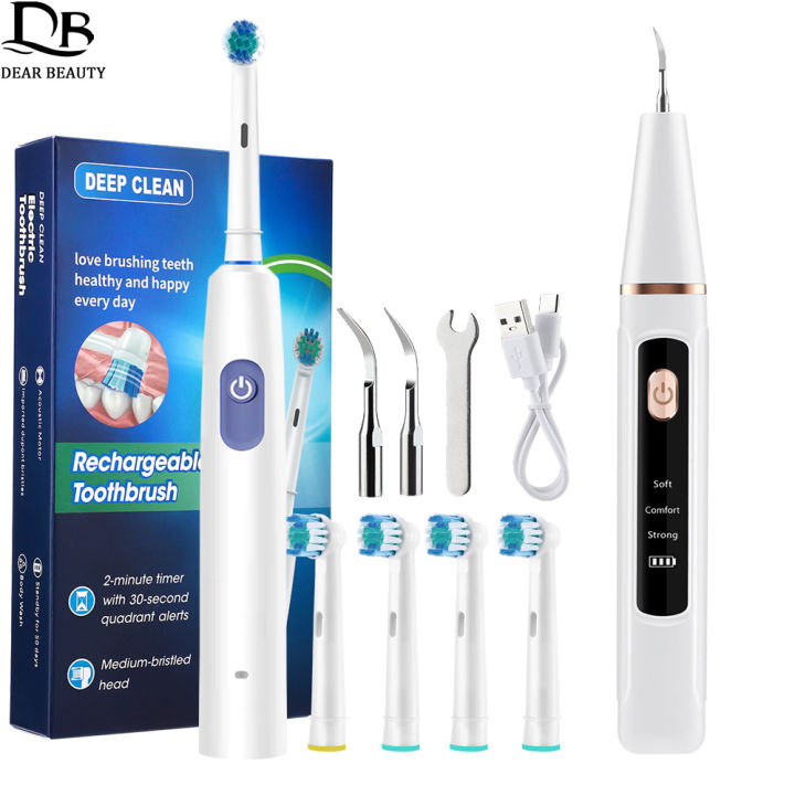 Ultrasonic Teeth Cleaner Rotary Electric Toothbrush Oral Care Set ...