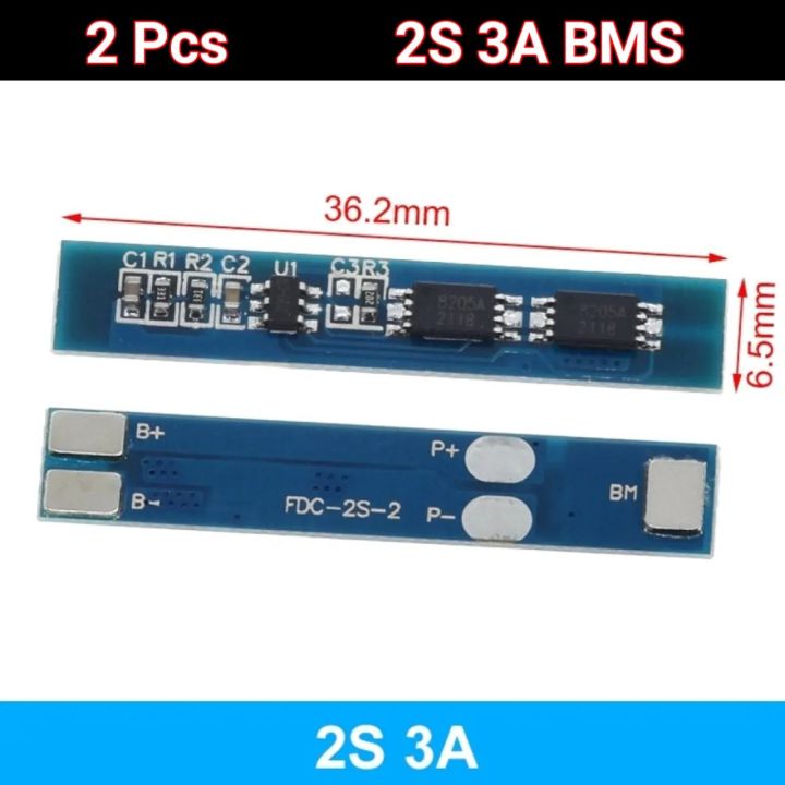 2 Pcs  2S BMS 7.4V 3A Over Charge Discharge Protection board 2S 3A 8.4V 18650 Board Charging BMS Module 2S 3A 7.4V High Quality Battery management system