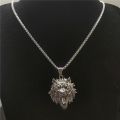 New Retro Trend Necklace Hip Hop Rock Raging Wolf Head Pendant Necklace Tide Fashion Domineering Men's Necklace Accessories.