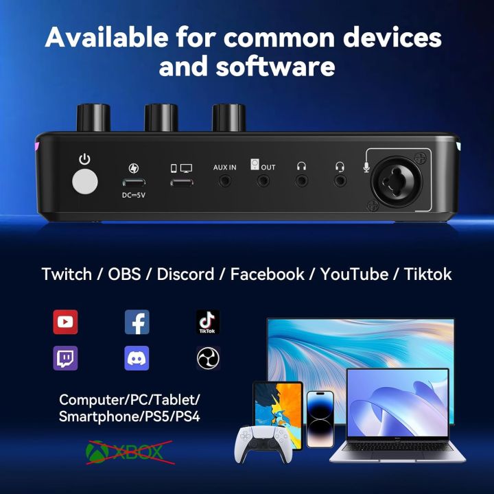 Gaming%20Audio%20Mixer,%20Audio%20Interface%20with%20Pro-preamp,%20Voice%20Changer%20&%20DJ%20Mixer%20Effects,%20Live%20Sound%20Card%20for%20Streaming,%20Podcasting%20-%20Image%202