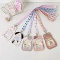 Durable PU Transparent ID Card Holder with Lanyard Animal Design Student Bus Card Case Campus Badge Sleeves Protector241.
