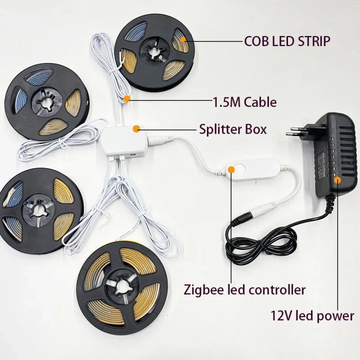 Tuya%20Wifi%2012V%20Flexible%20COB%20LED%20Strip%20Lights%20With%20Microwave/Motion%20Sensor%20Switch%20Dimmable%201/2m%20Roll%20320led/m%20Voice/APP%20Control%20-%20Image%203