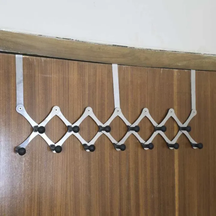 Entry Hardware Door Storage Rack 13-Hook Flexible Door Hanger – Stainless Steel Over-the-Door Organizer ...