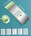 5-in-1 Stainless Steel Vegetable & Fruit Cutter - Multifunctional Kitchen Slicer for Onion, Potato, Carrot, Garlic | Manual Food Chopper with Hand Protector, Changeable Blades, Easy Salad Prep. 