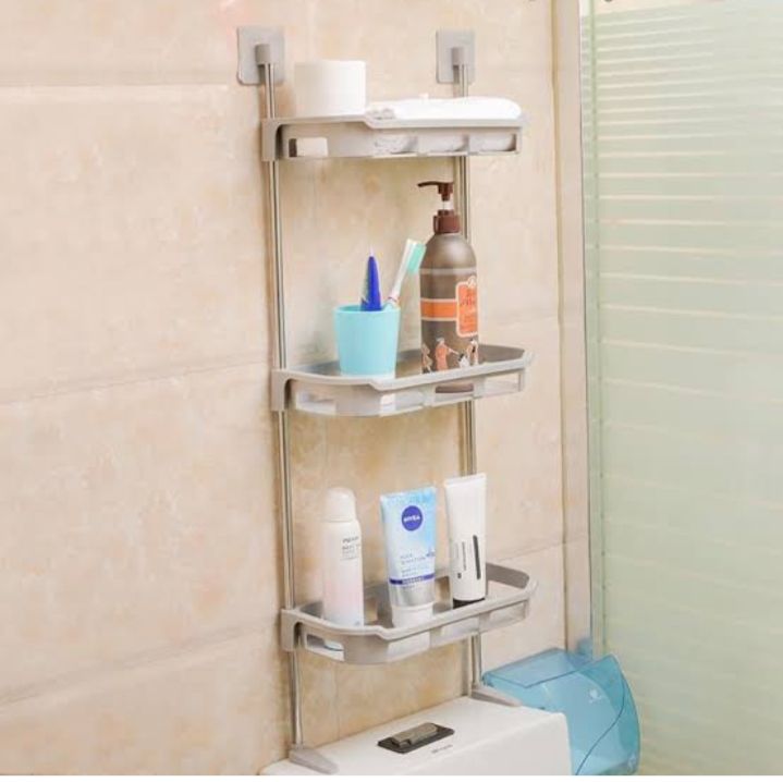 Wall mounted Bathroom Rack No drill storage toilet tank top organizer space-saving