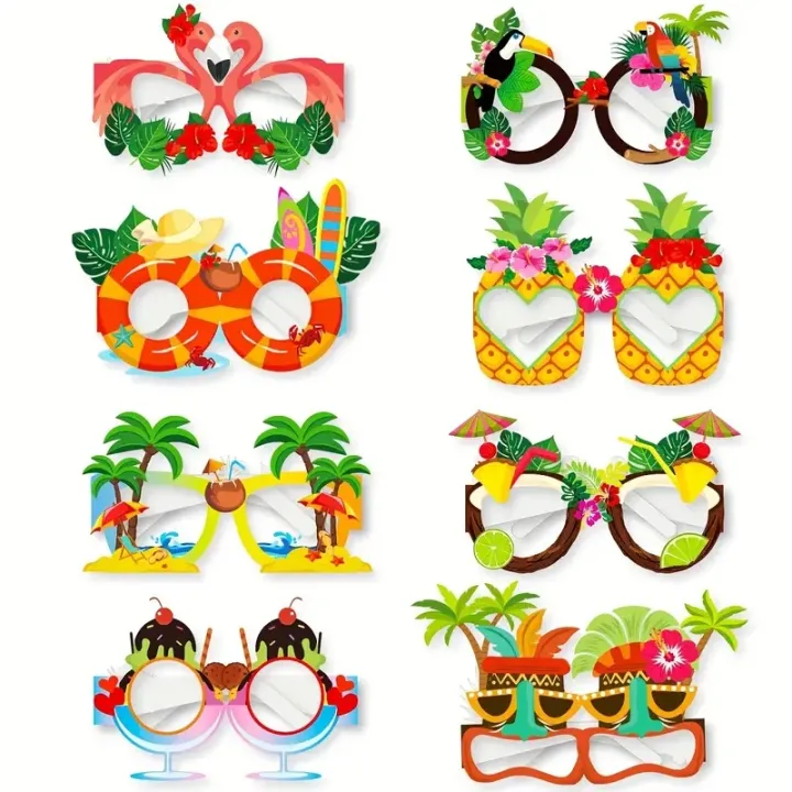 8pcs%20Tropical%20Luau%20Party%20Hawaiian%20Sunglasses%20Fun%20Dress%20Prop%20Beach%20Summer%20Party%20Favors%20Glasses%20-%20Image%202