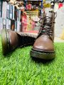 Brown Classic Top Dr Martin Boot Gel Soled For Mens With Stiching. 