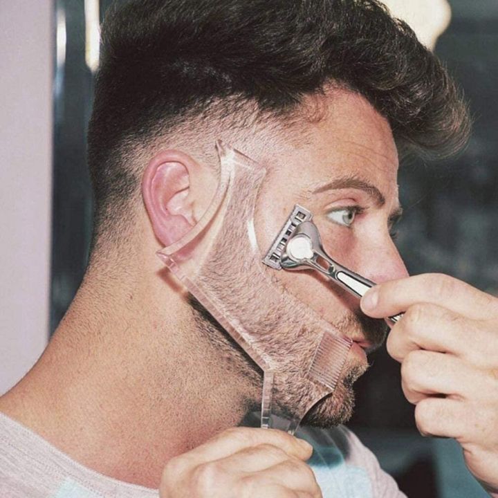 2pcs/set Beard Shaping Tool for Men – Multi-Line Beard Trimming Template with Built-in Comb, Beard Guide for Precise Shave Style