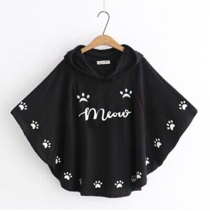 Round%20Style%20Meow%20Printed%20%20Hooded%20Poncho%20For%20Women's%20-%20Image%203