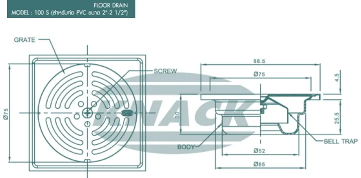 Knack%20floor%20drain%20100s%20(2%20inch-2%201/2%20inch)%20stainless%20steel%20(3%201/2%20inch%20flange)%20floordrain%20-%20Image%202