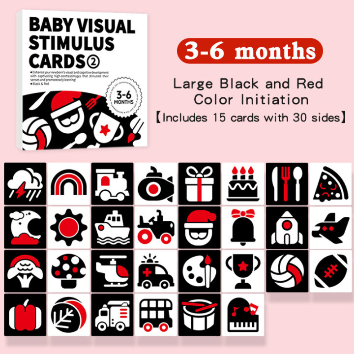 Baby Visual Stimulation Cards Montessori High Contrast Flash Card ...