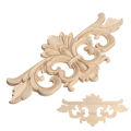 Wood Appliques And Onlays Natural Furniture Wall Door Woodcarving Decorative Long Flower Wooden Figurines Frame.