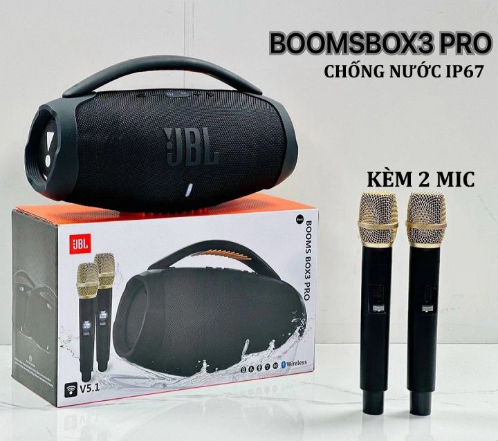 BOOMSBOX 3 PRO portable Bluetooth speaker ( with 2 rechargeable wireless mic )
